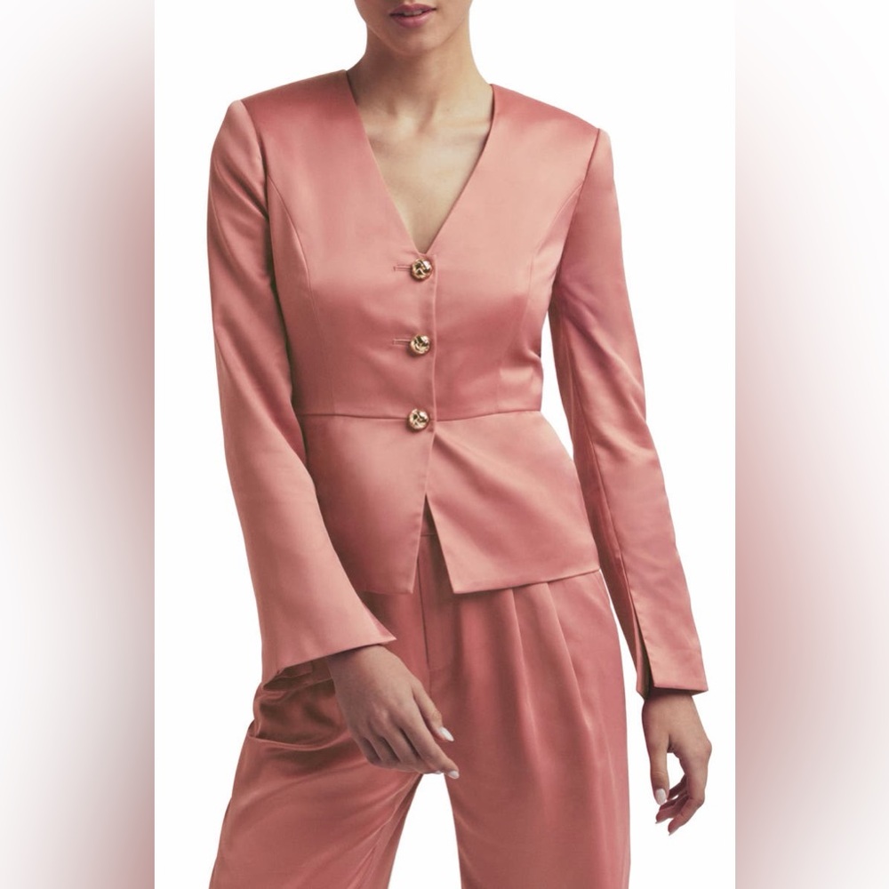 NWT Favorite Daughter The Classy Top Dusty Rose Size 6 Satin Blouse Preppy $188